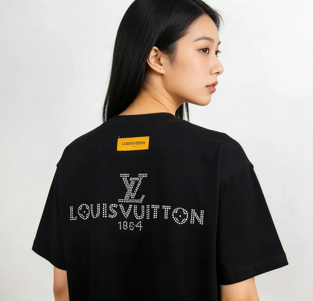 Louis Vuitton/Louis Vuitton 26ss pearl letter print short sleeves